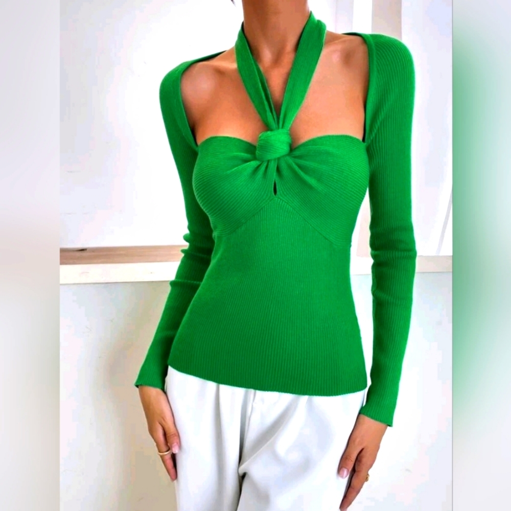 Green V Neck Sweater